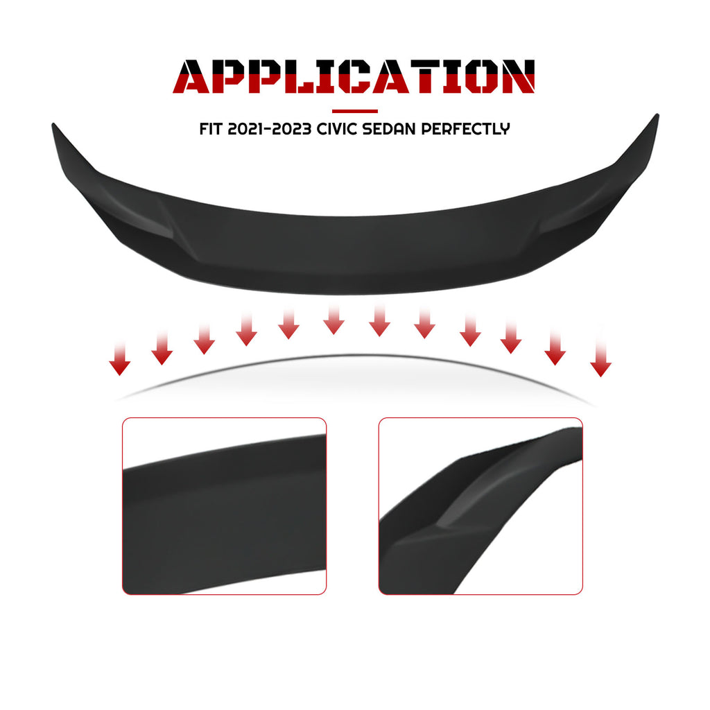 Acmex Rear Spoiler Wing Compatible with 2021-2023 11th Generation Sedan Civic