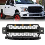 Acmex Mesh Grill Front Grille Raptor Style W/LED Amber Lights Fit For Ford F150 2009-2014