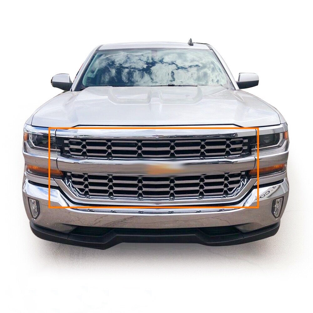 Chrome Front Grille Insert for 2016-2018 Chevy Silverado 1500 WT LS LT