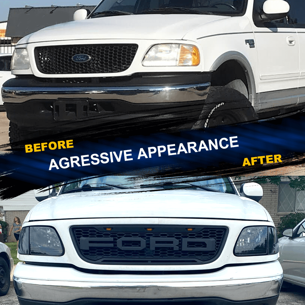 Front Grille For 1999-2003 Ford F150 Raptor Style W/ Lights & Letters