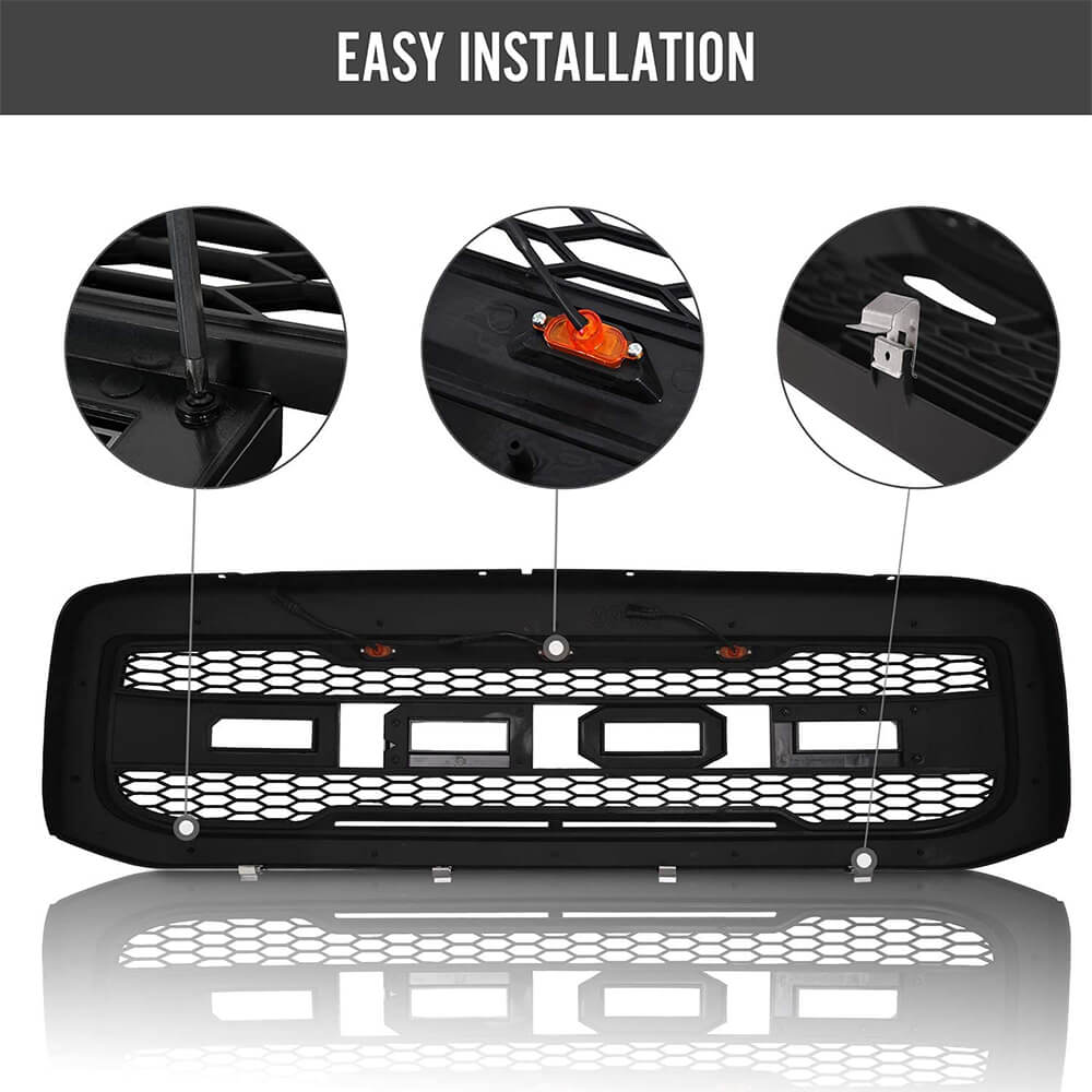 Raptor Style Grille For 1999-2004 Ford F250 F350 w/ Lights & Letters
