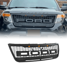 Load image into Gallery viewer, Front Grille for 2011-2015 Ford Explorer W/ Lights &amp; Letters | Matte black