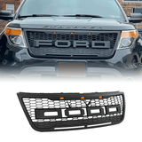 Front Grille for 2011-2015 Ford Explorer W/ Lights & Letters | Matte black