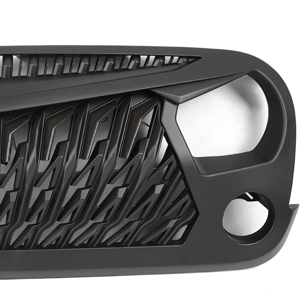 Front Grille For 2007-2017 Jeep Wrangler JK W/ Lights | Off-Road Style